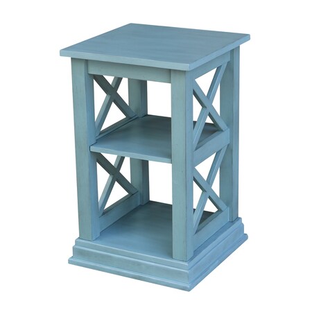 International Concepts Hampton Accent Table with Shelves, Ocean Blue, Antique Rubbed OT32-70A